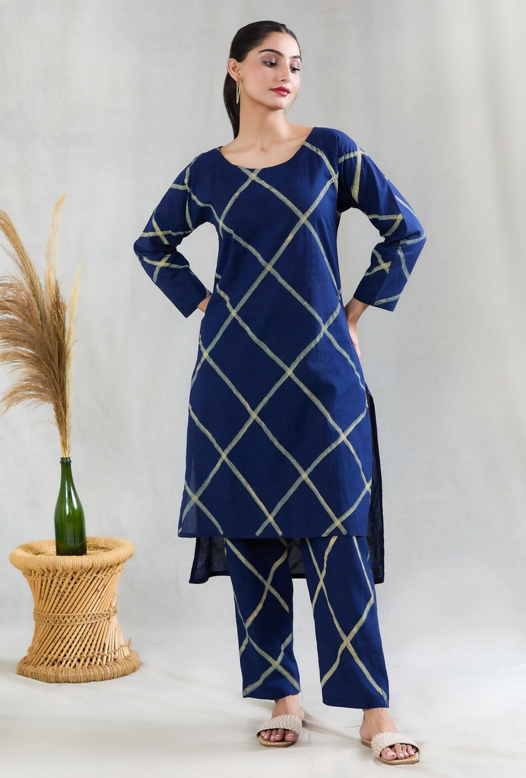 Crossroads Navy Diamond Kurta and Pant Set