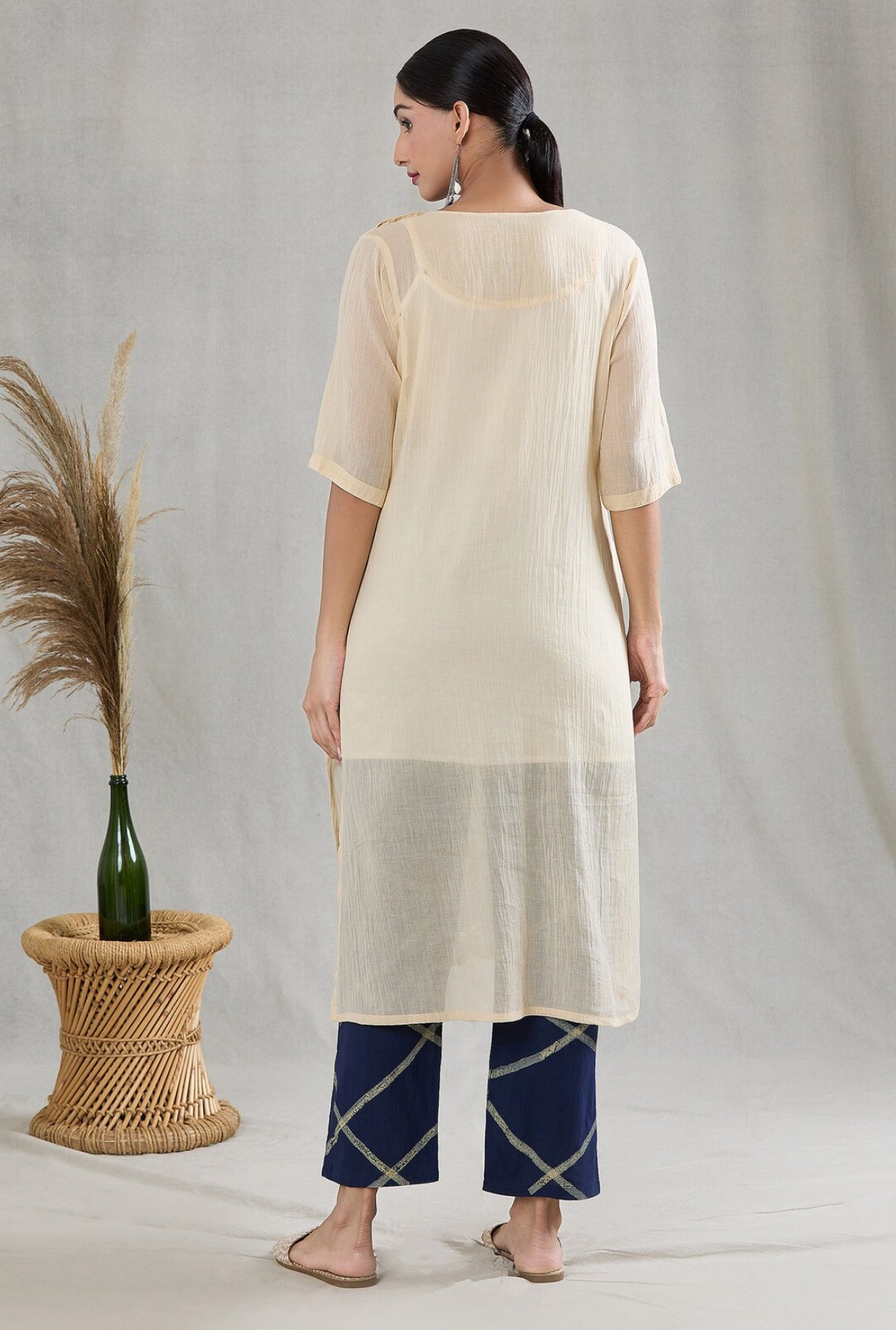 Crossroads White and Navy Kurta