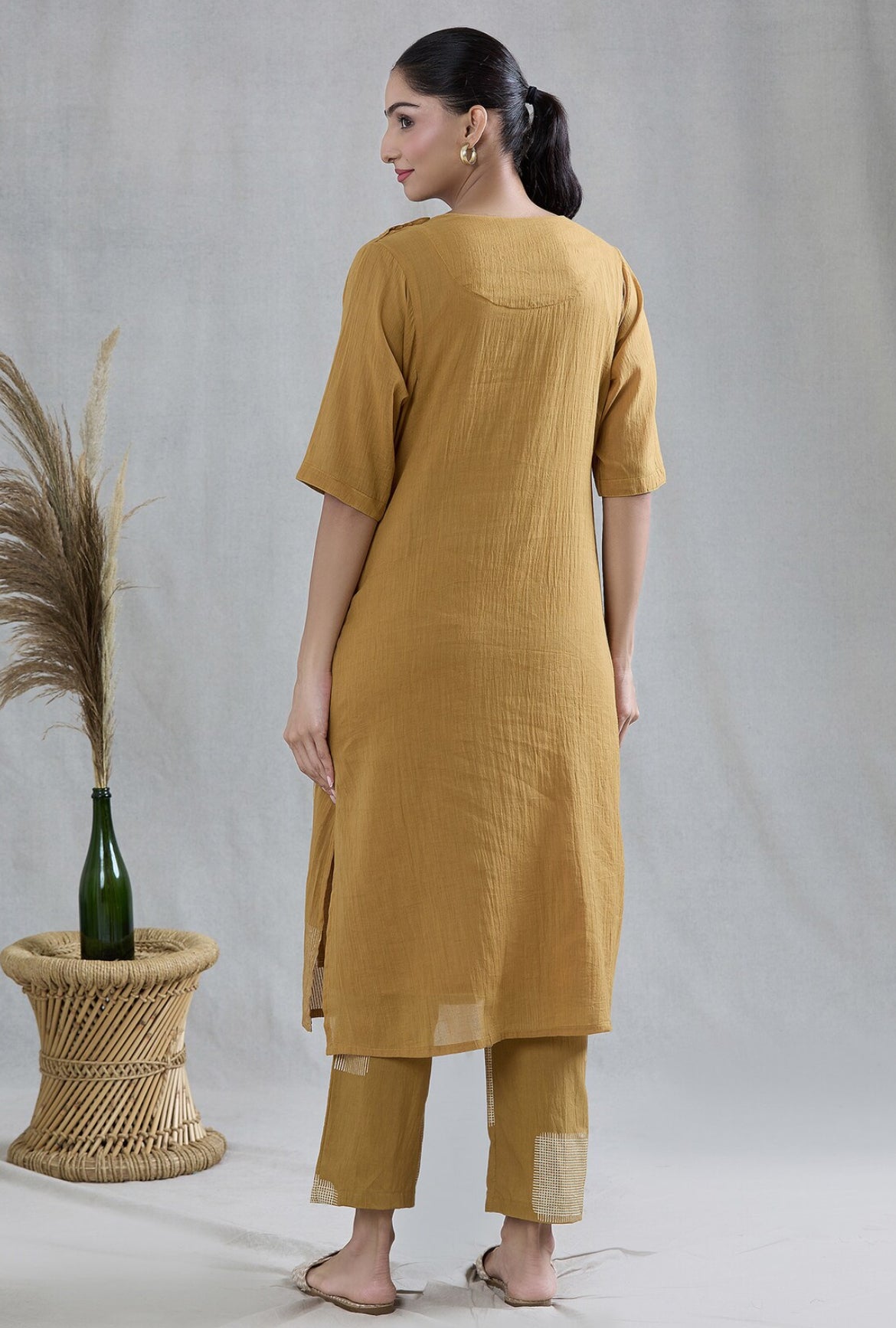 Crossroads Yellow and White 3d dupatta Kurta Set (Set of 3)