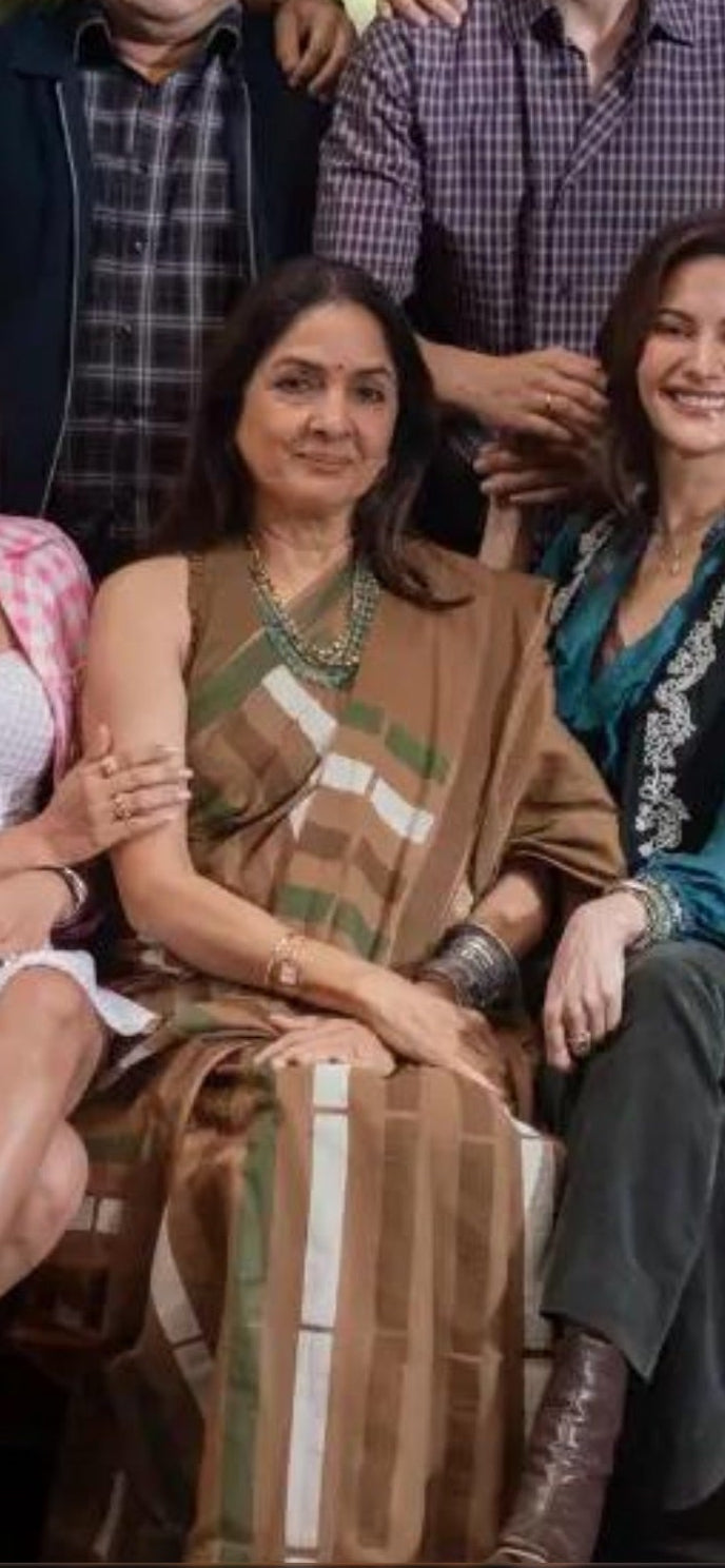 Brown level Block Printed Saree
