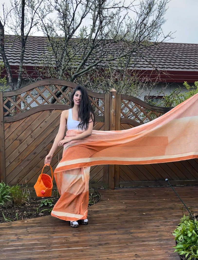 BANANA Orange Ombre Saree