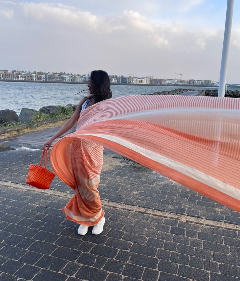 BANANA Orange Ombre Saree