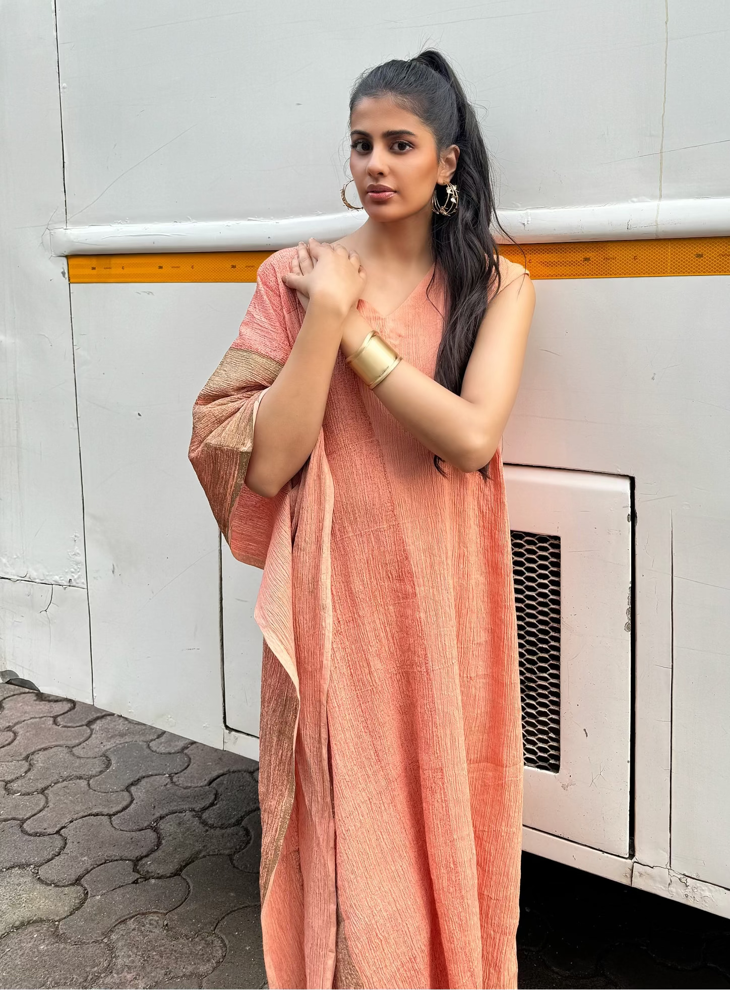 Peach Sided Crinkled Kaftan | Pitch to Get Rich Edit