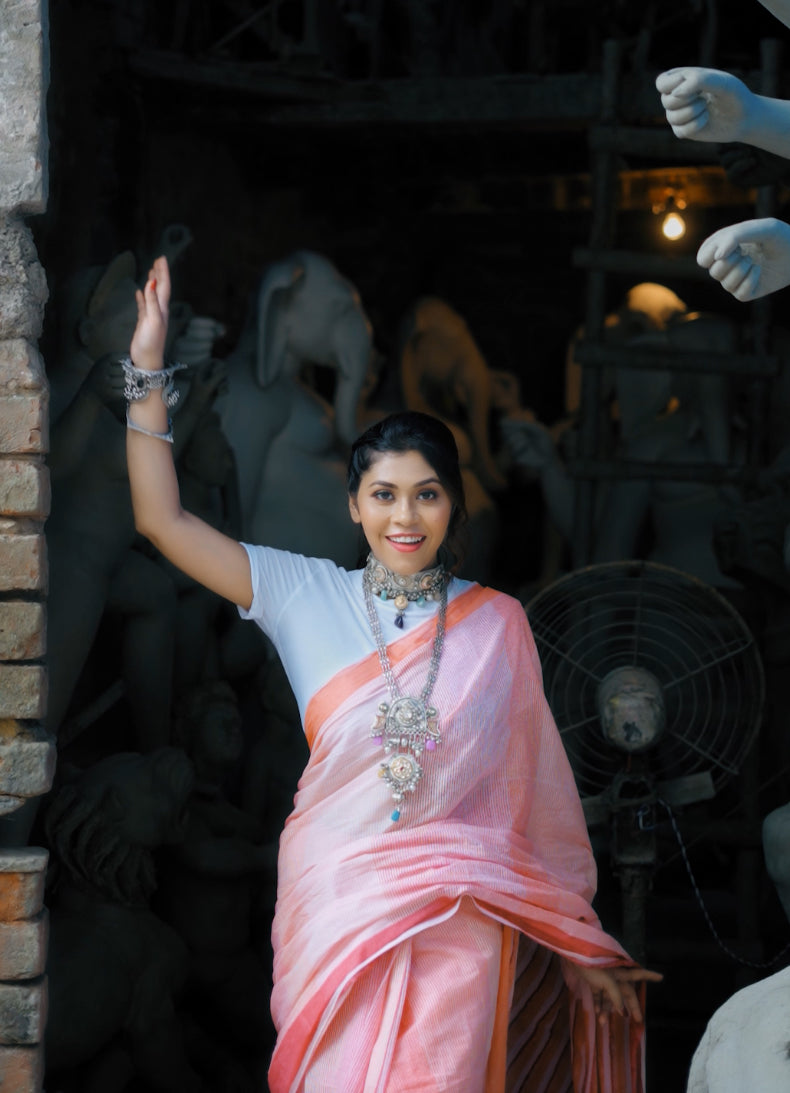 Clove Micro Lined Saree