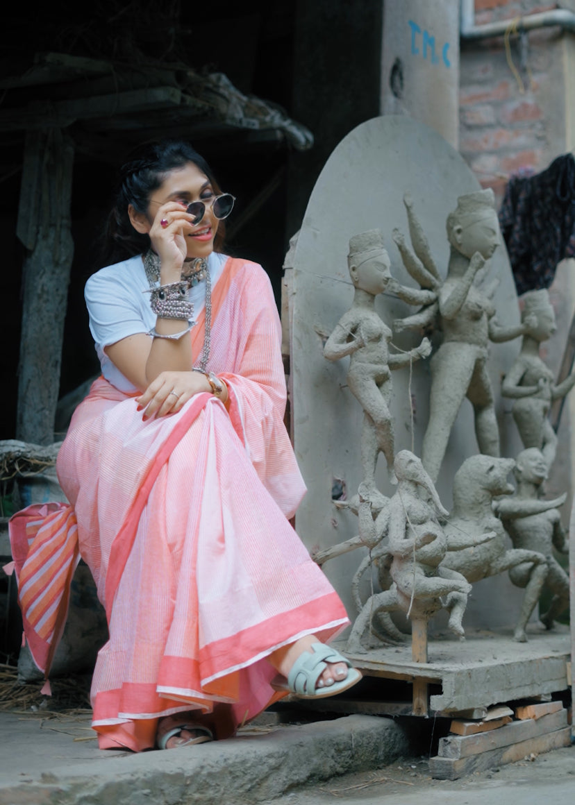 Clove Micro Lined Saree
