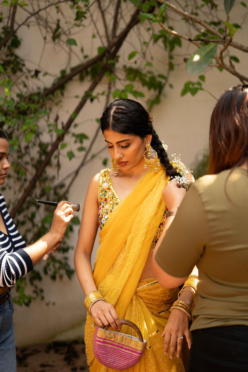 BANANA Sunlit Custom Beadwork Saree