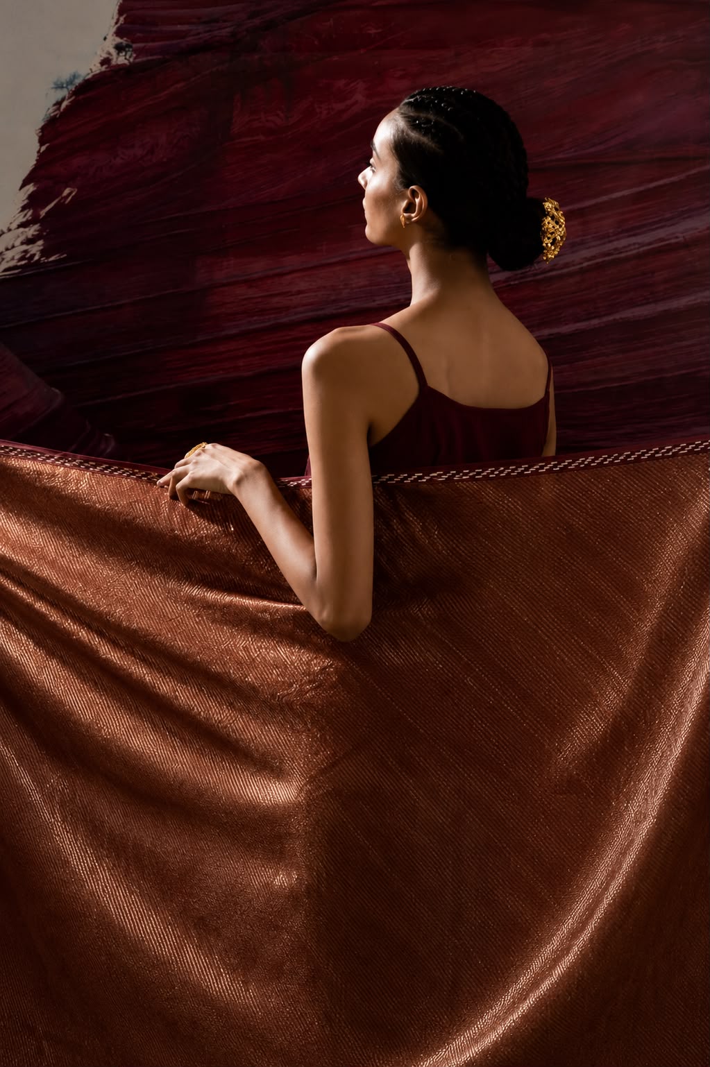 Aurum Gilded shock Maroon Zari dupatta