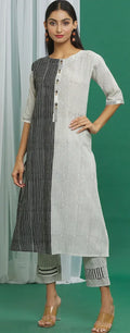 Monochrome Cotton Colorblock Striped Kurta - BANANA labs