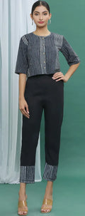 Monochrome Cotton Printed Striped Co-ord Set - BANANA labs