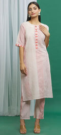 Clove Pink Cotton Stripe Pattern Kurta - BANANA labs