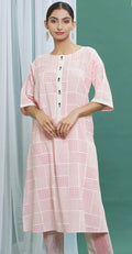 Clove Pink Cotton Hand Block Printed Kurta - BANANA labs