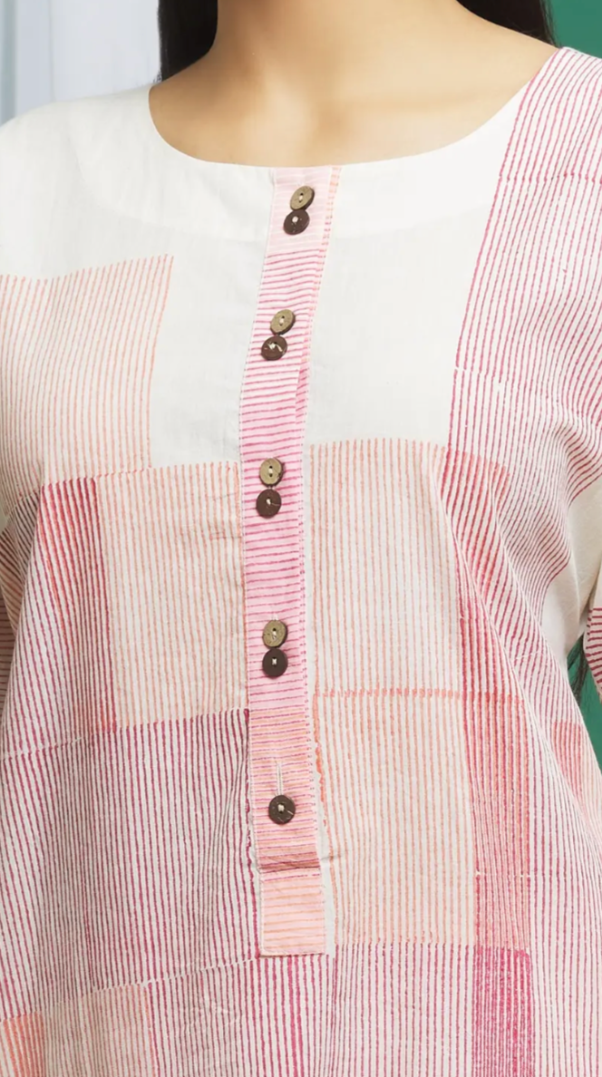 Clove Pink Cotton Round Neck Print Kurta And Pant Set