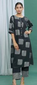 Monochrome Black Cotton Straight Kurta And Pant Set - BANANA labs
