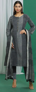Monochrome Black Hand Block Print Cotton Kurta Pant Set (Set of 3) - BANANA labs