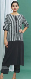 Monochrome Black Kurta Set (Set of 2) - BANANA labs