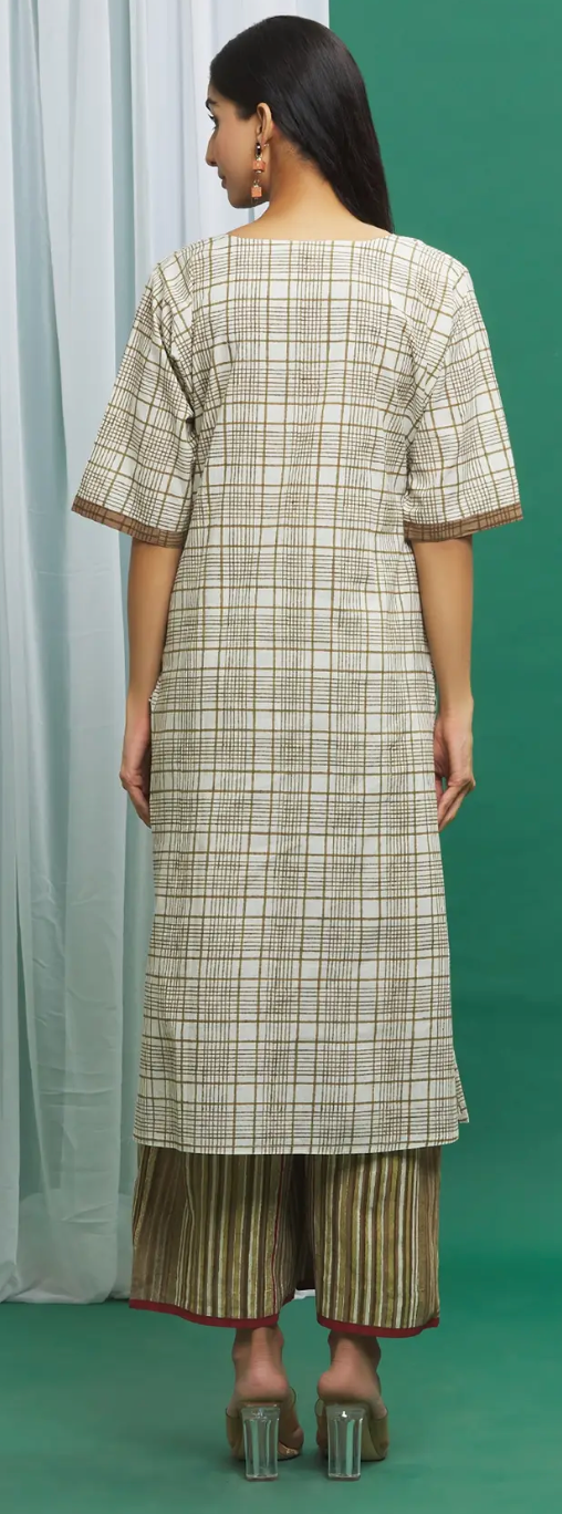 Multi Color Cotton Printed Kurta And Palazzo Set (Set of 2)