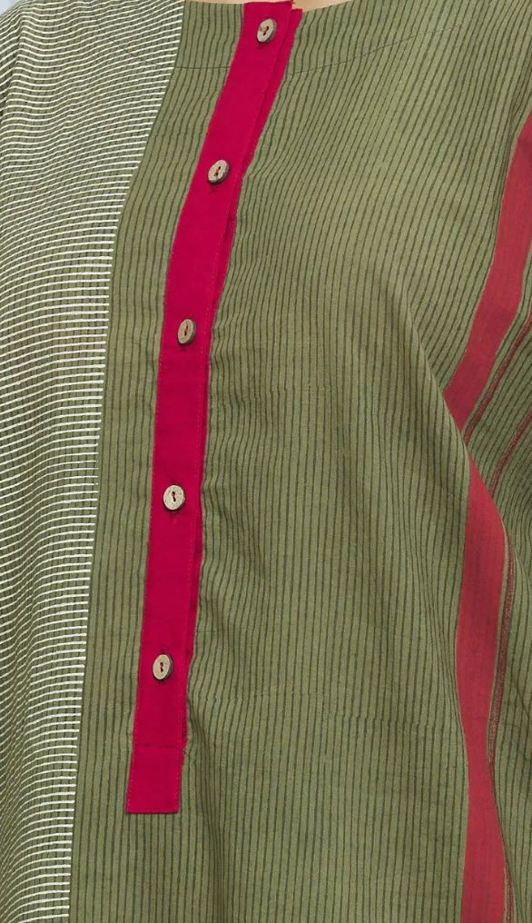 Olive Green Cotton Straight Printed Kurta