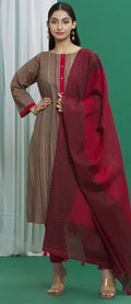 Brown And Maroon Cotton Printed Kurta Set (Set of 3) - BANANA labs