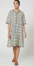 Ivory Geometric Hand Block Printed Midi Dress I CLEARANCE SALE - BANANA labs