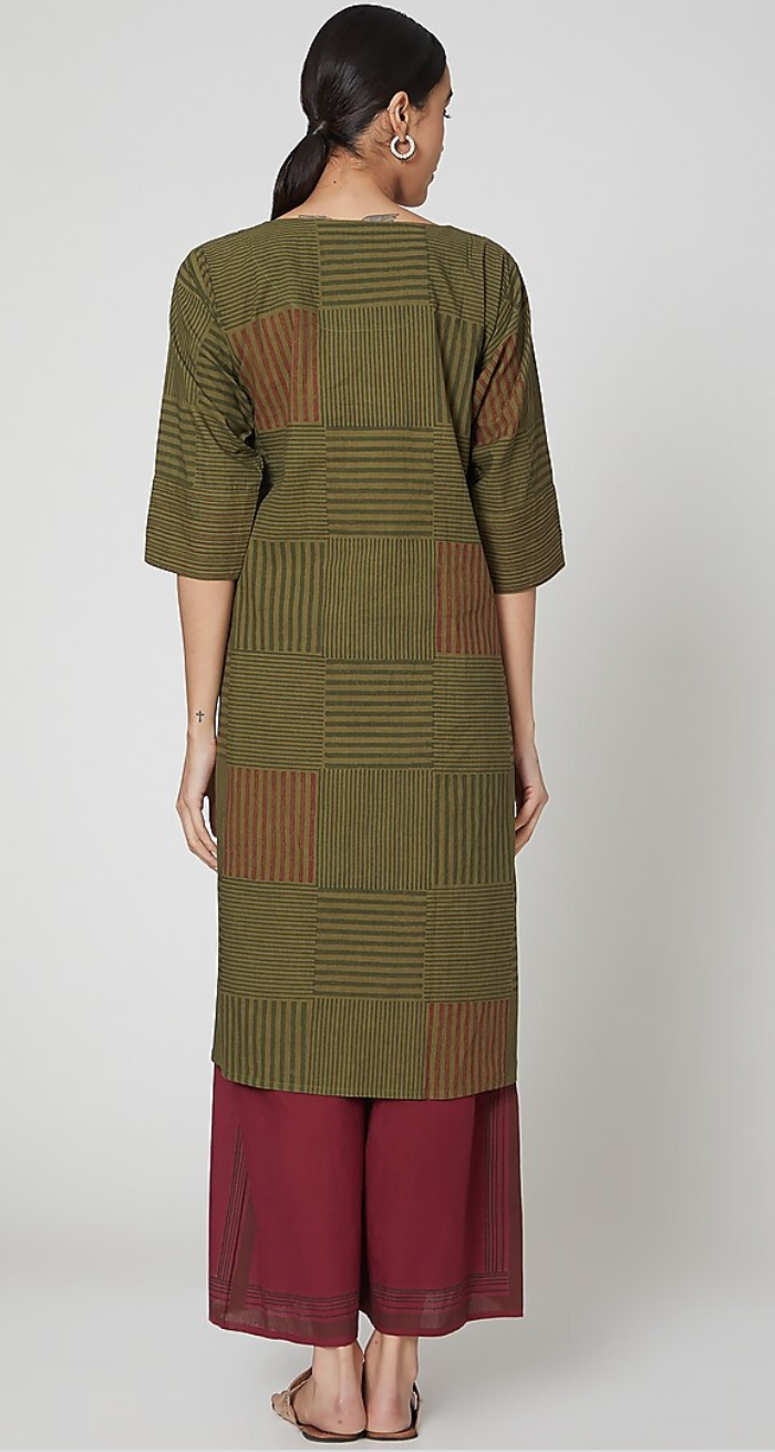 Olive Green Printed Kurta Set [set of 2]