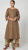 Brown Striped Kurta Set - BANANA labs
