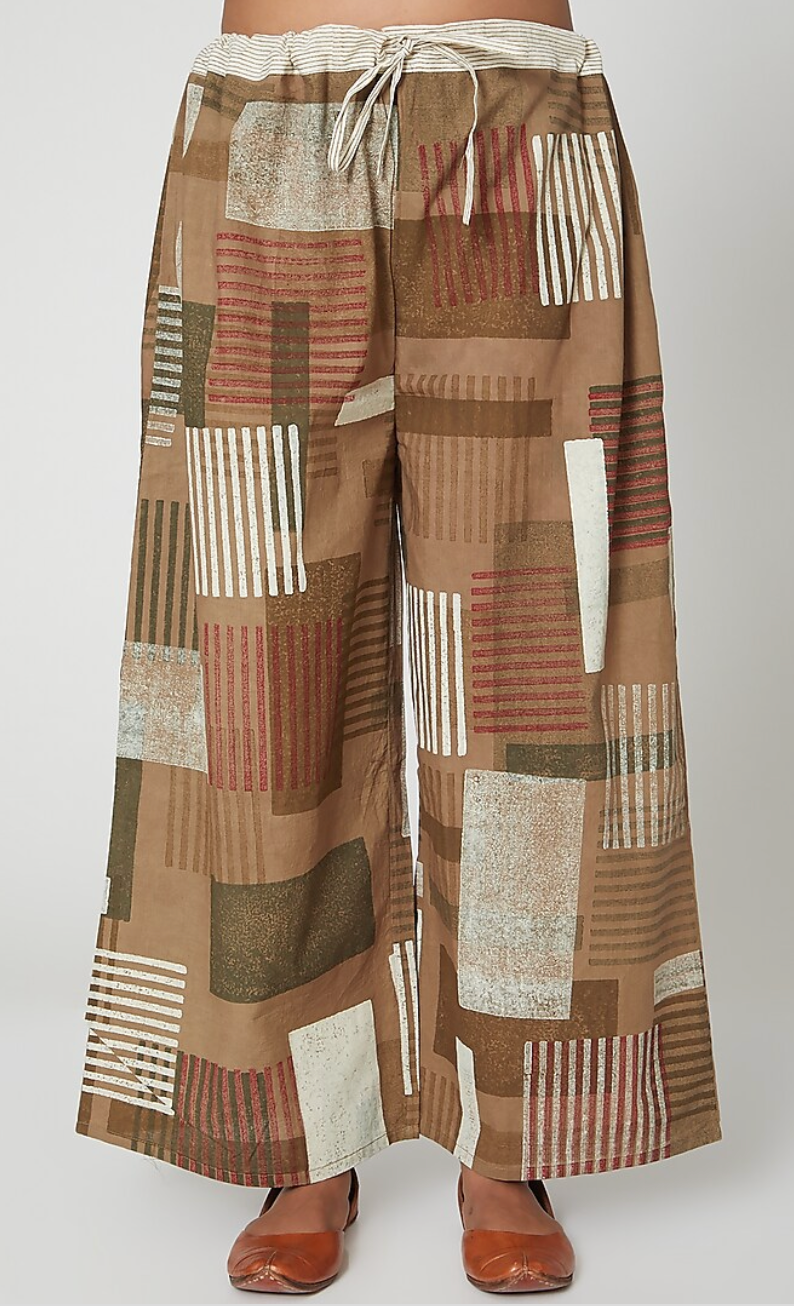 Brown Striped Kurta Set