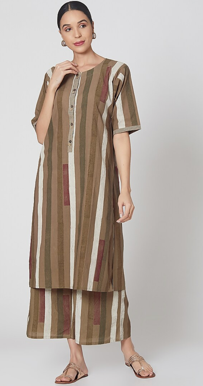 Brown Bars Kurta set(Set of 3)