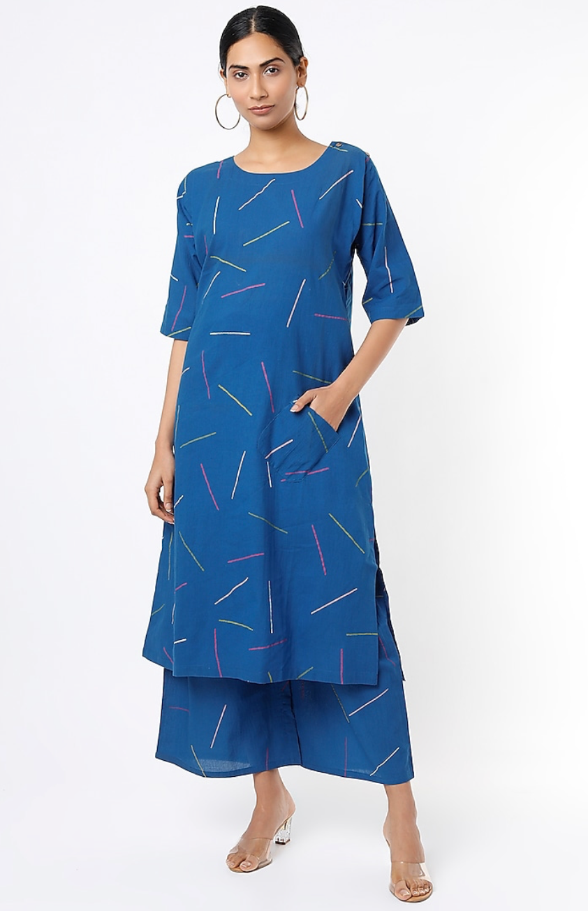 Indigo Sprinkles Block Printed Kurta Set [set of 2]