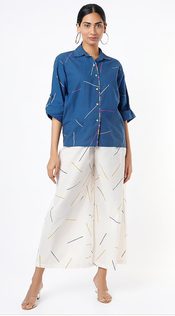 Indigo And White Sprinkles Co-ord Set