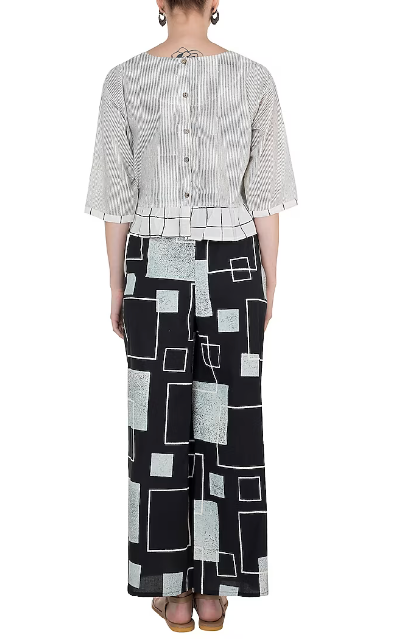 Black Square Printed Palazzo Pants
