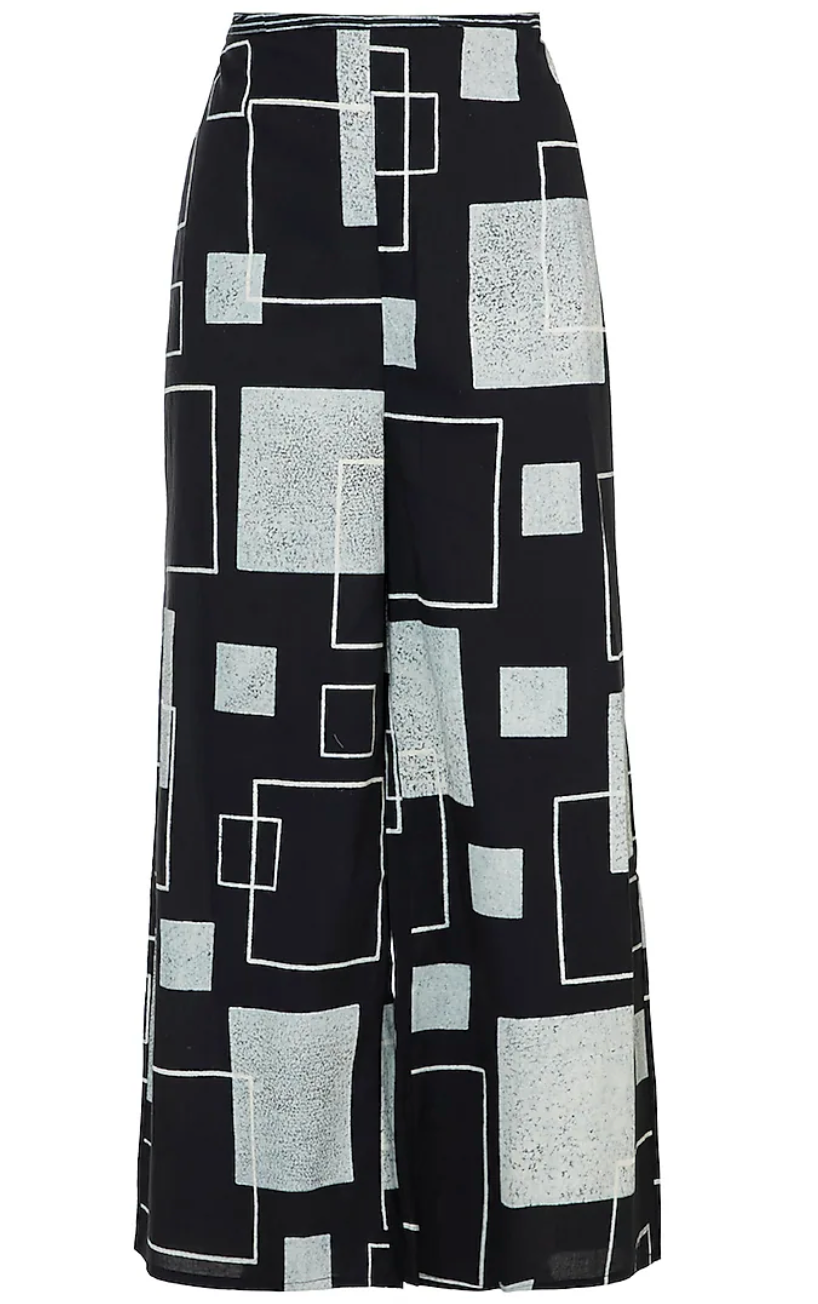 Black Square Printed Palazzo Pants