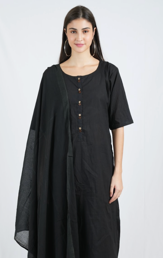 Silkwaves Mismatched ESSENTIALS Black/White Kurta Set