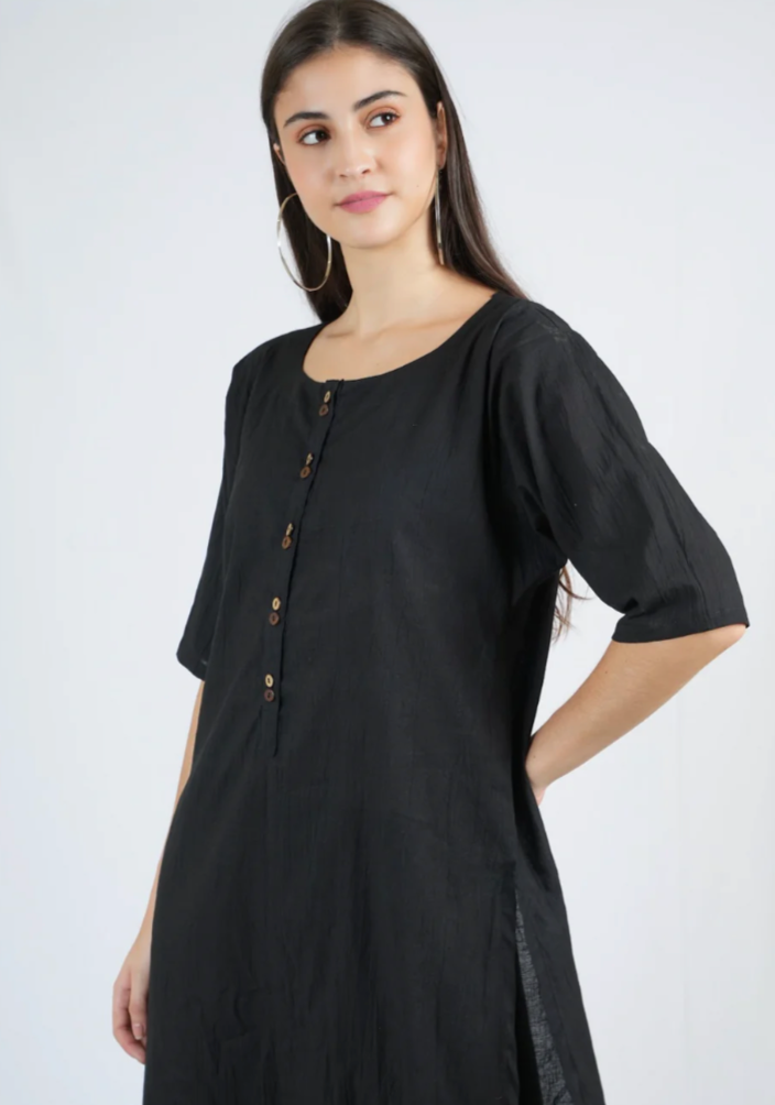 Silkwaves Mismatched ESSENTIALS Black/White Kurta Set