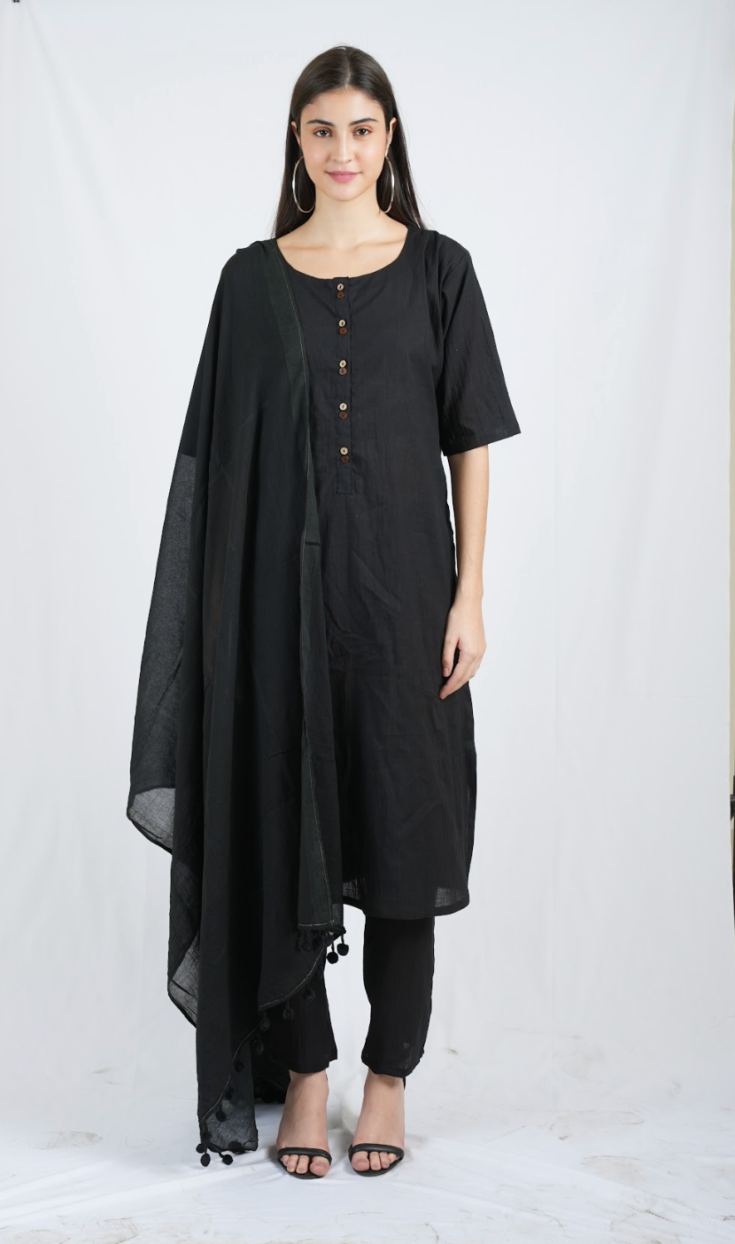 Silkwaves ESSENTIALS Black Kurta Set