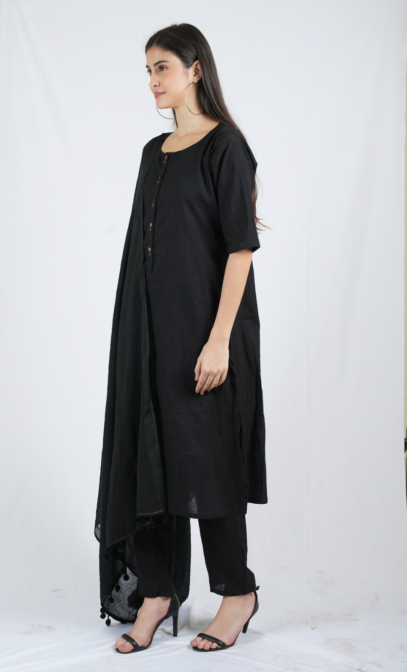 Silkwaves ESSENTIALS Black Kurta Set
