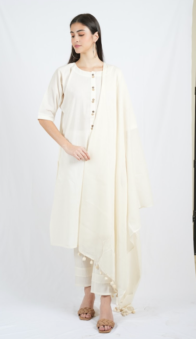 Silkwaves ESSENTIALS White Dupatta