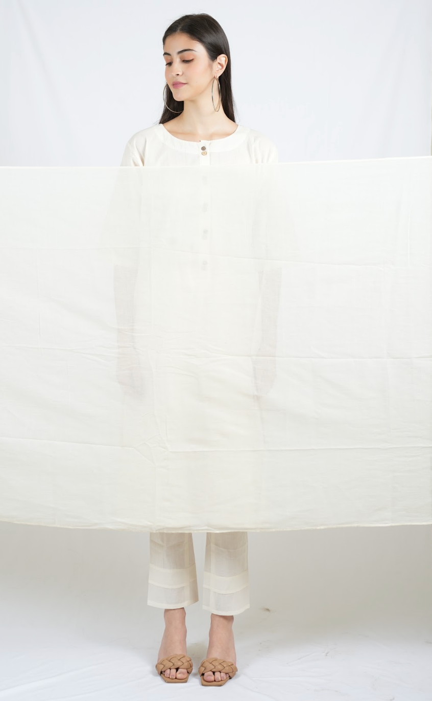 Silkwaves ESSENTIALS White And Black Dupattas [set of 2]