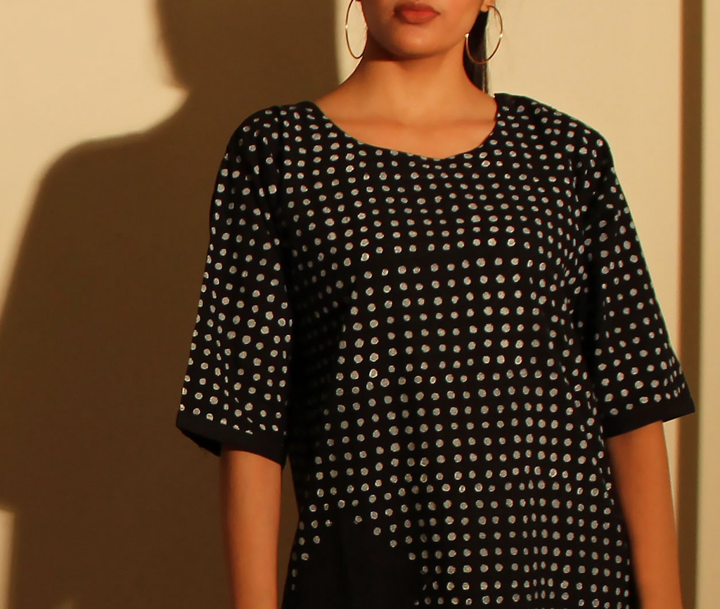 Radius Polka Monochrome Side Slit Dress