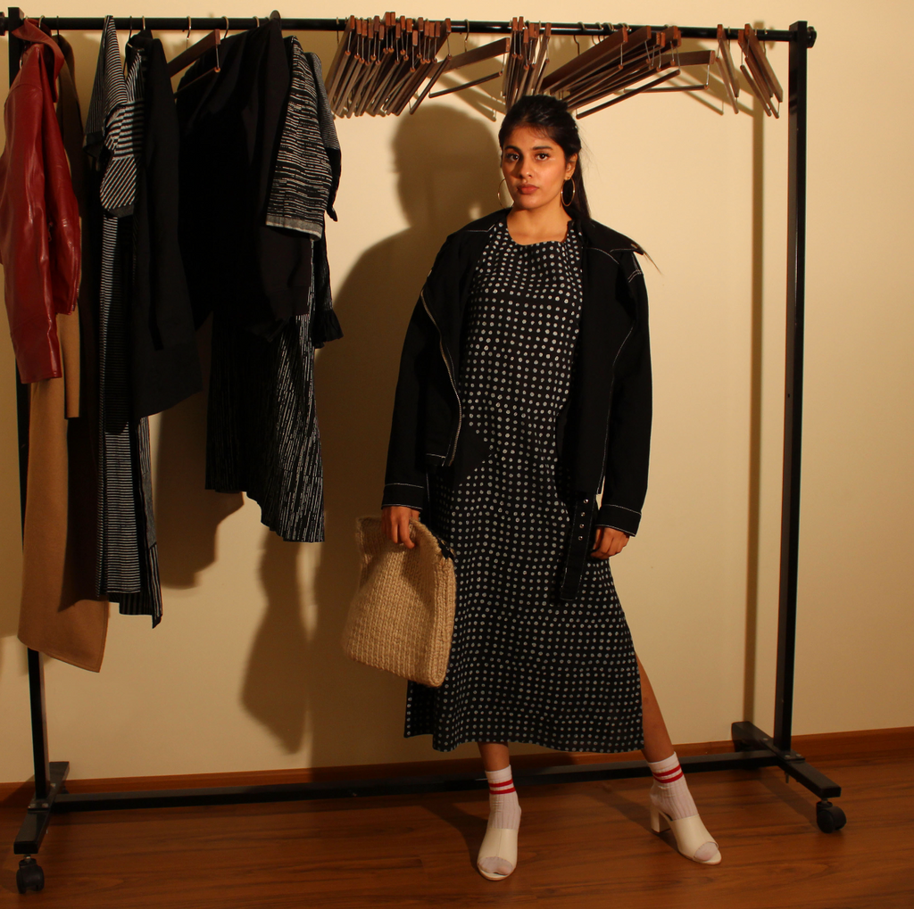 Radius Polka Monochrome Side Slit Dress