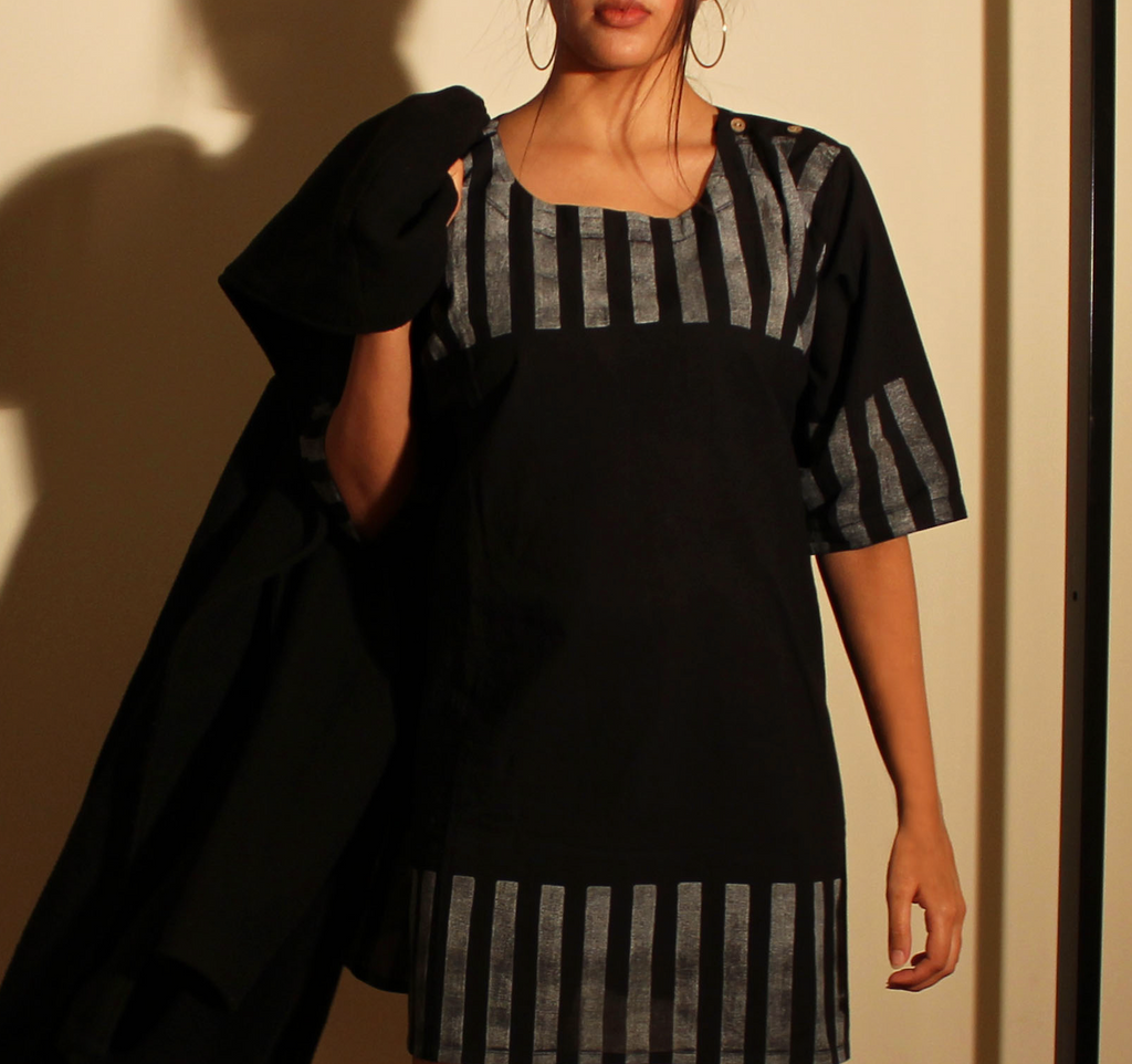 Space Black Kurti with Pants Set (Set of 2)