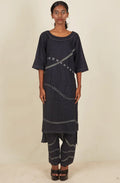 Crossroads Black Charcoal Wave Kurta and Pant Set - BANANA labs