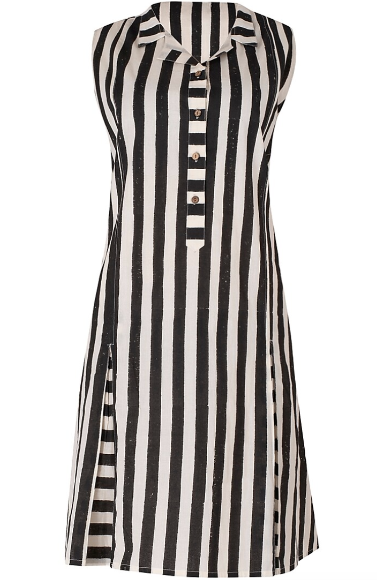 Bold Stripe White Dress