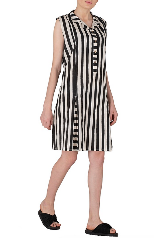 Bold Stripe White Dress