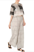 Narrow Stripe Print White Palazzo - BANANA labs