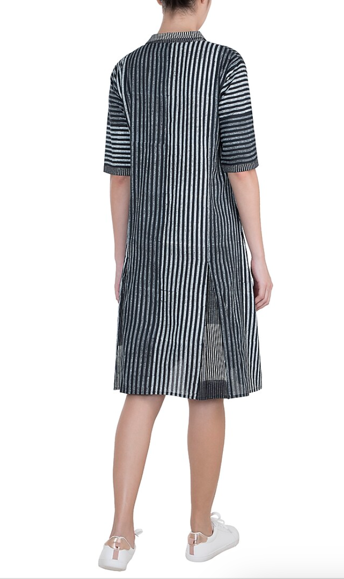 Monochrome Stripey Block Printed Dress
