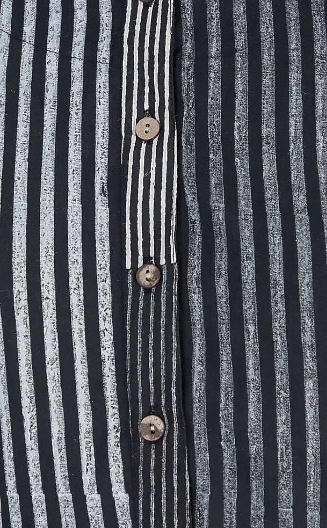 Monochrome Stripey Block Printed Dress
