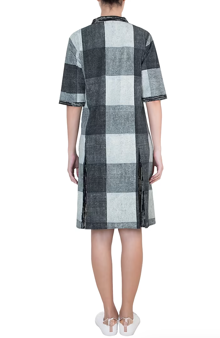 Monochrome Groupey Block Printed Dress