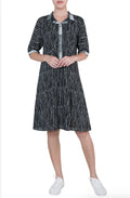 Monochrome Tree Printed Dress - BANANA labs