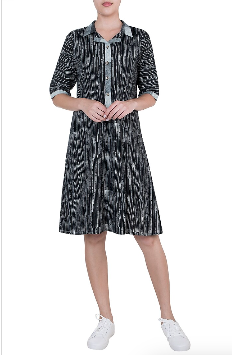 Monochrome Tree  Printed Dress