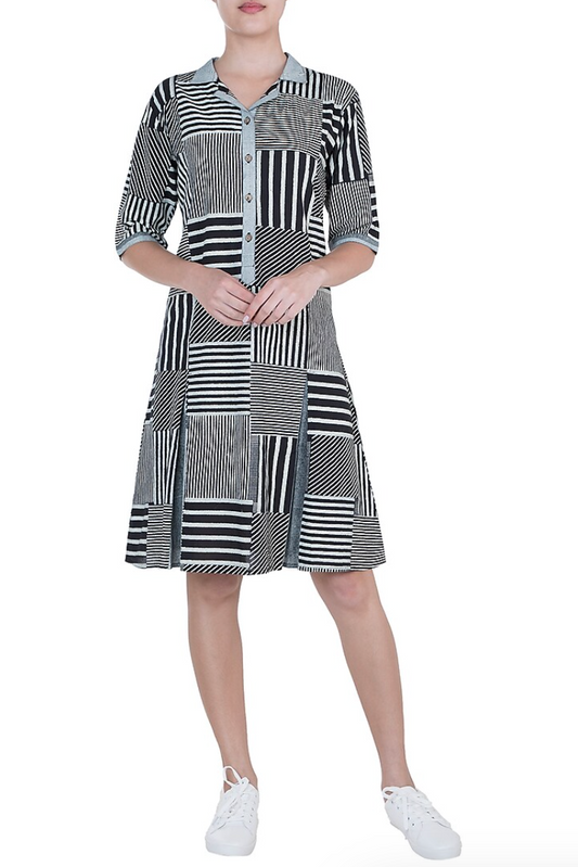 Monochrome Collage Printed Dress